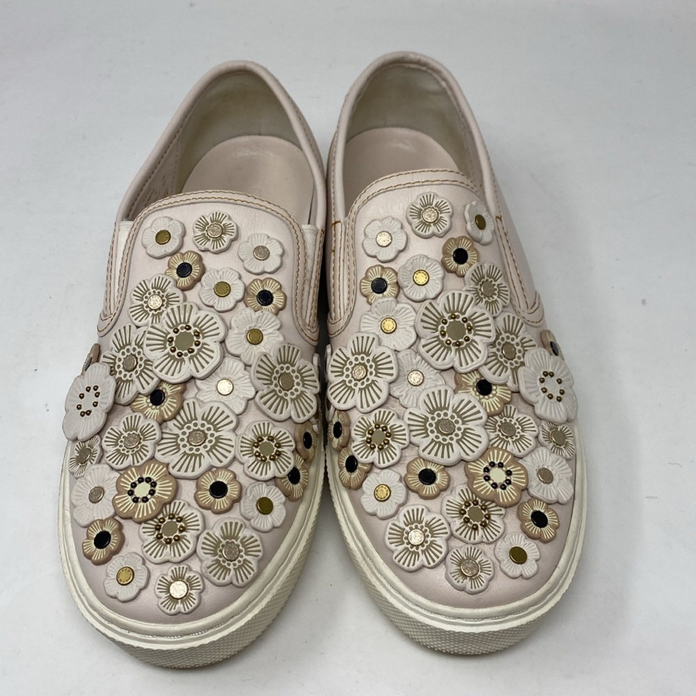 Coach tea rose rivets slip on shoes size 8